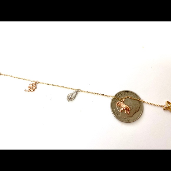 14kt Gold Lucky Charm Evil Eye Anklet